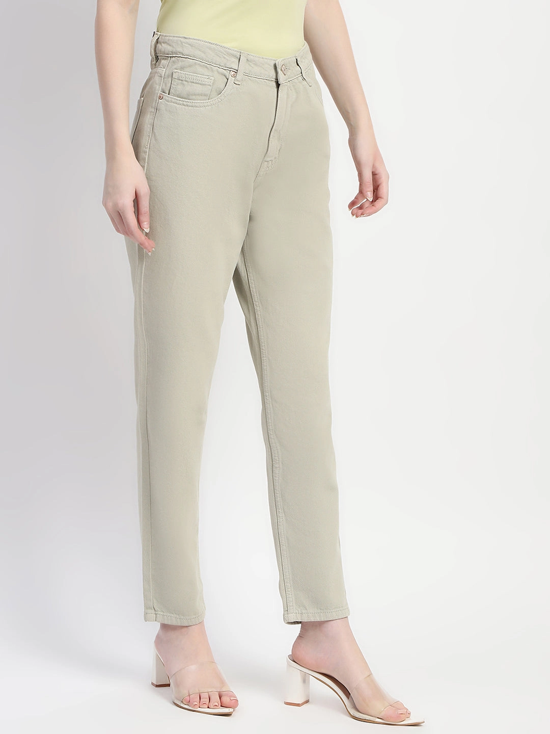 Madame Straight Fit Cotton Mint Denim Traveler Gear Bold Look Day To Night