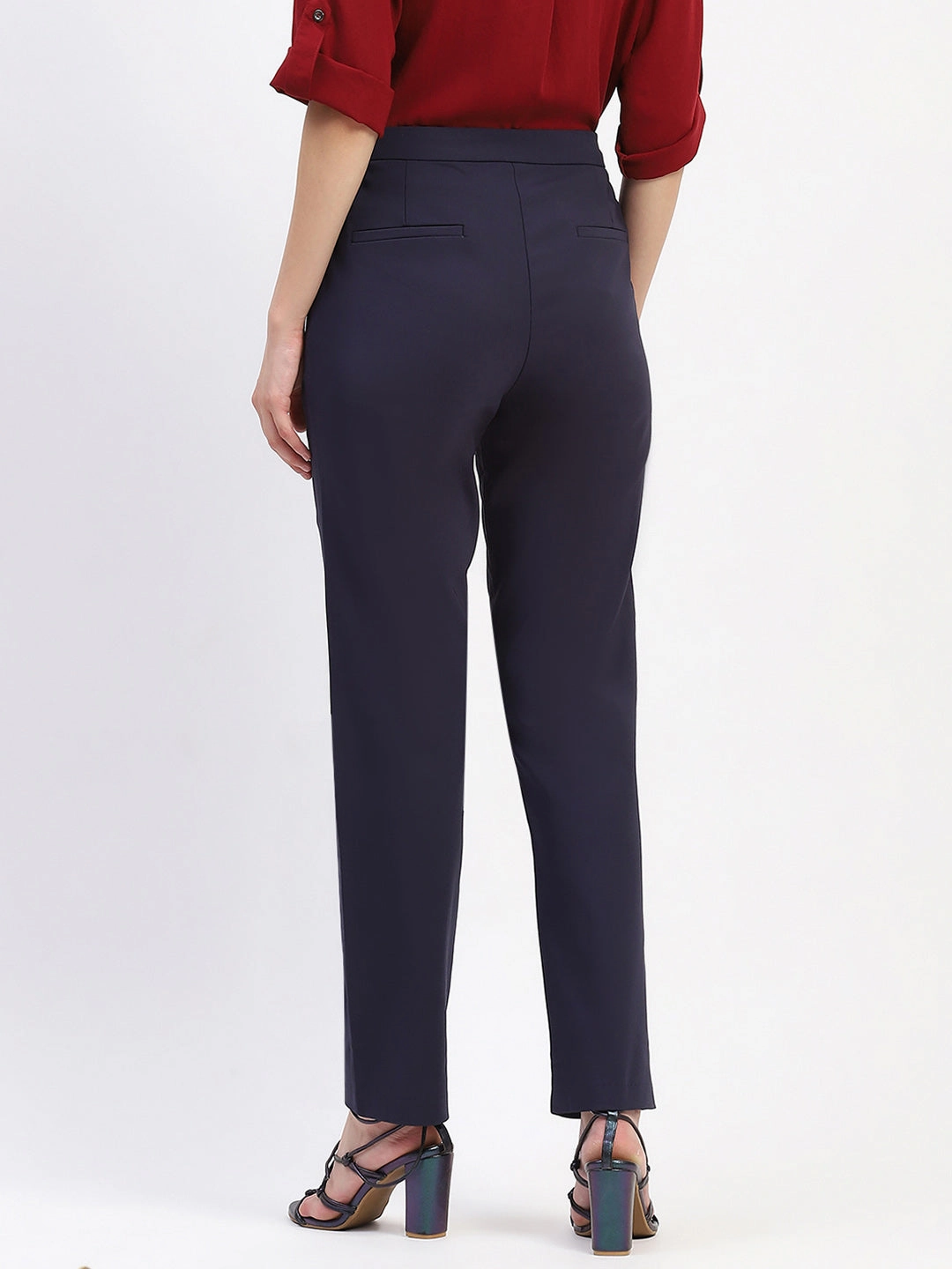 Madame Straight Fit Navy Trousers Performance Comfort Premium Stretch