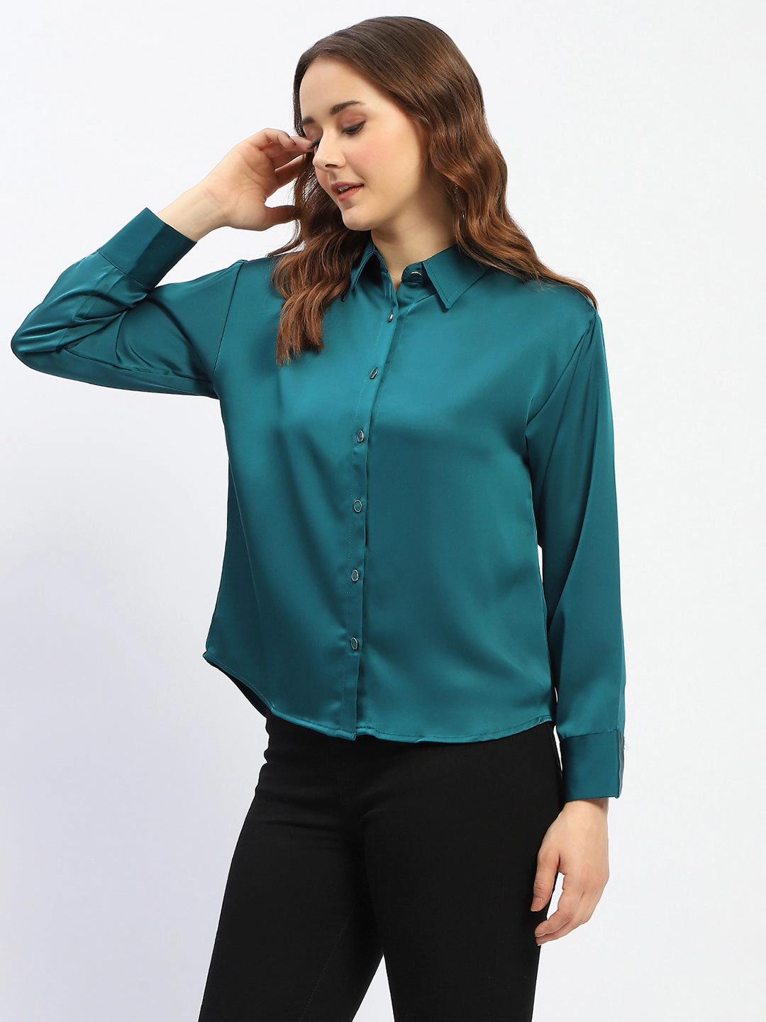 Cozy Wear Madame Teal Button Down Shirt