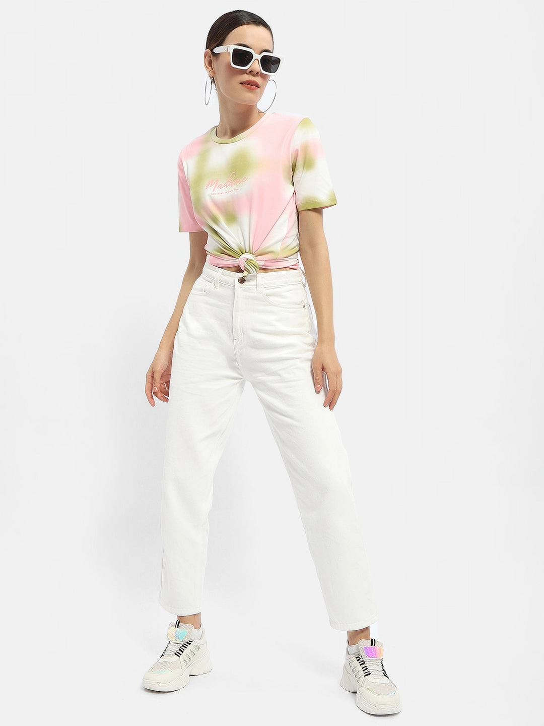 Madame Tie-Dye Pink Regular T-Shirt Cozy Layering Minimal Comfort