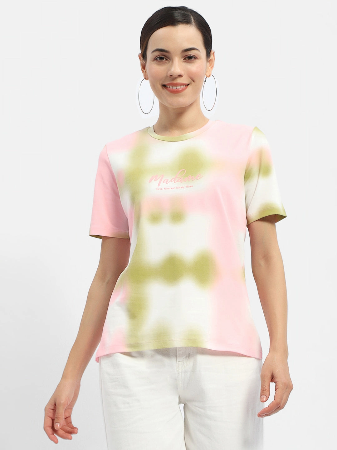 Madame Tie-Dye Pink Regular T-Shirt insulated Stylish Fit