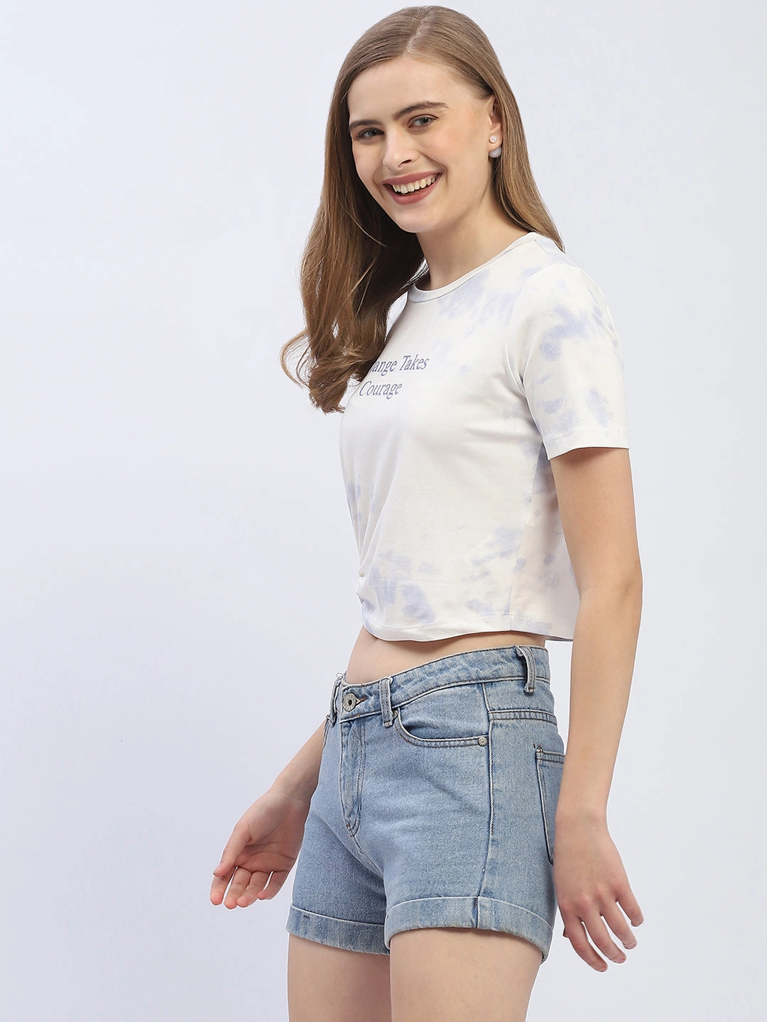 Madame Tie-Dye White Crop T-Shirt Low Impact Dye