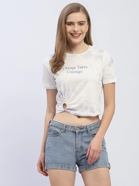 Madame Tie-Dye White Crop T-Shirt Outdoor Leisure Urban Look