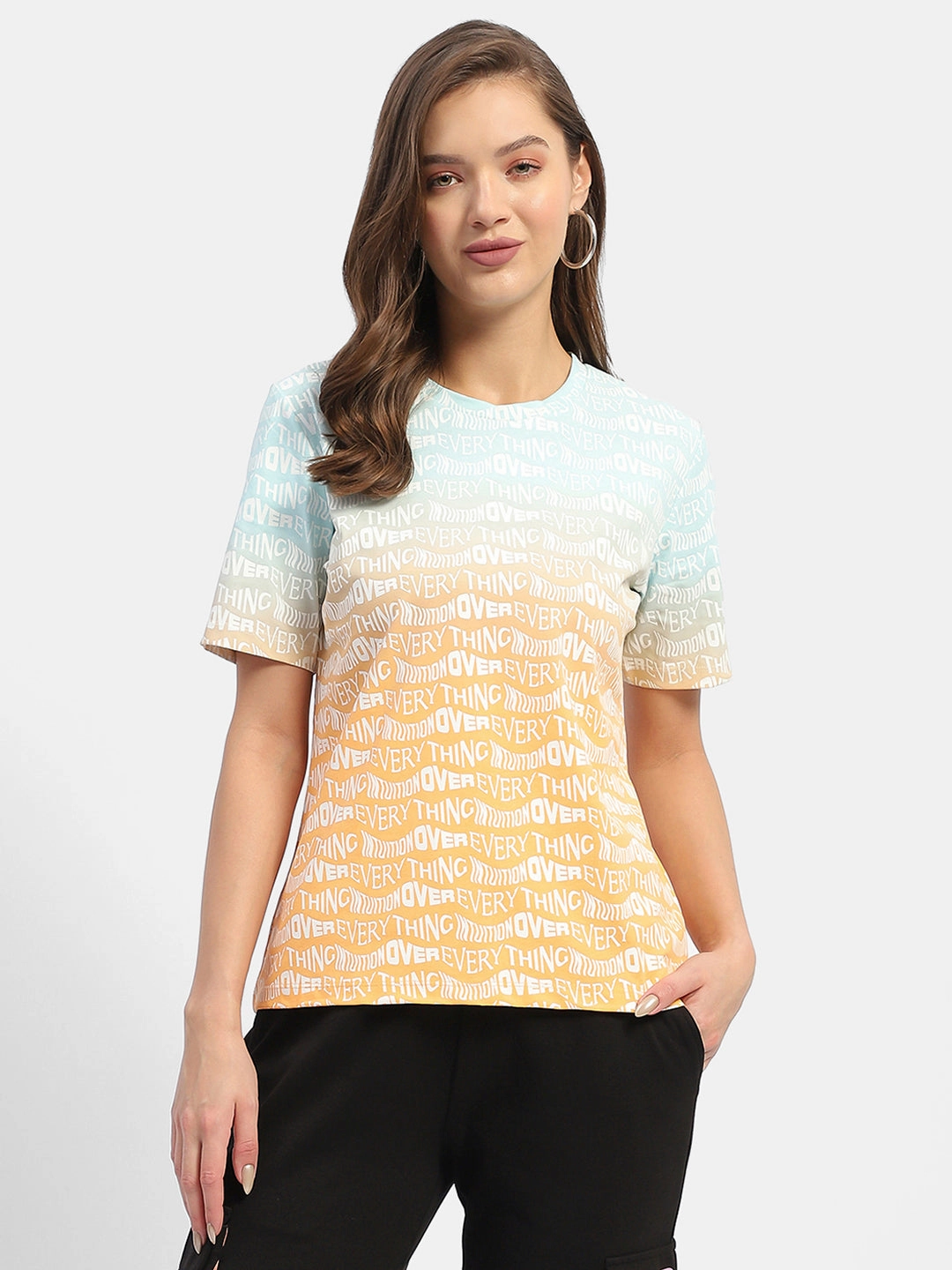 Madame Typography Orange Ombre Effect T-Shirt Outdoor Adventure Minimalist Comfort
