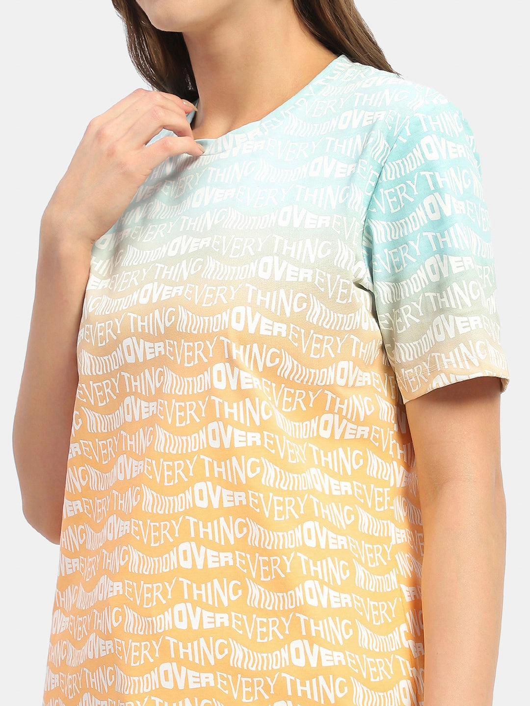 Effortless Wearable Madame Typography Orange Ombre Effect T-Shirt