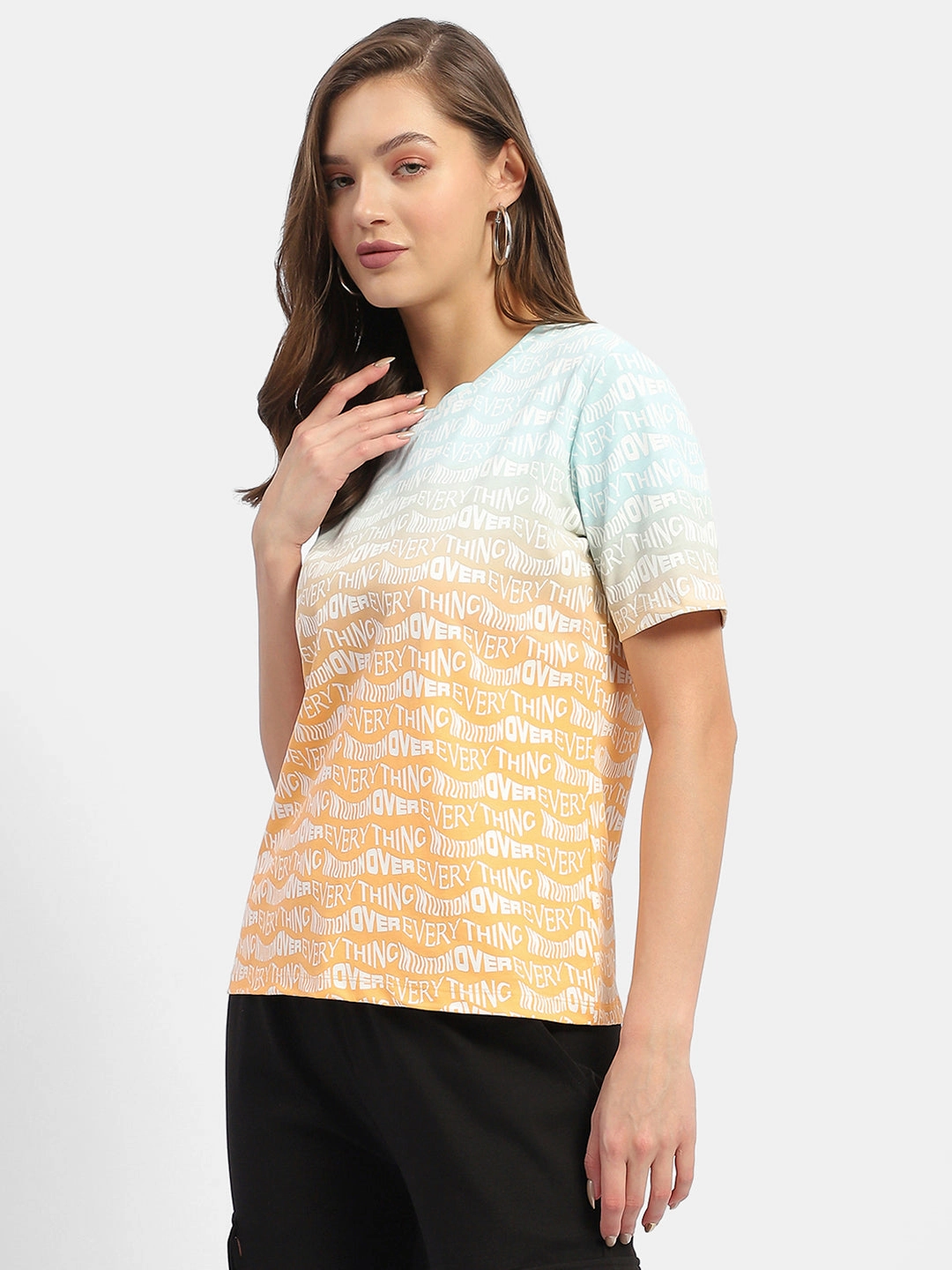 Madame Typography Orange Ombre Effect T-Shirt thermal