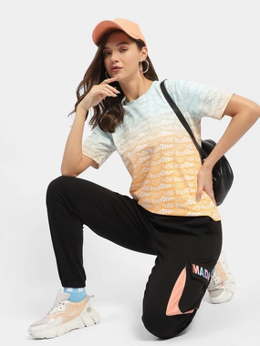 Madame Typography Orange Ombre Effect T-Shirt Spring Wear