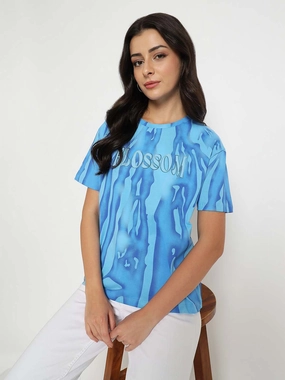 Madame Typography Print Half Sleeve Air Force Cotton T-shirt Soft and Light