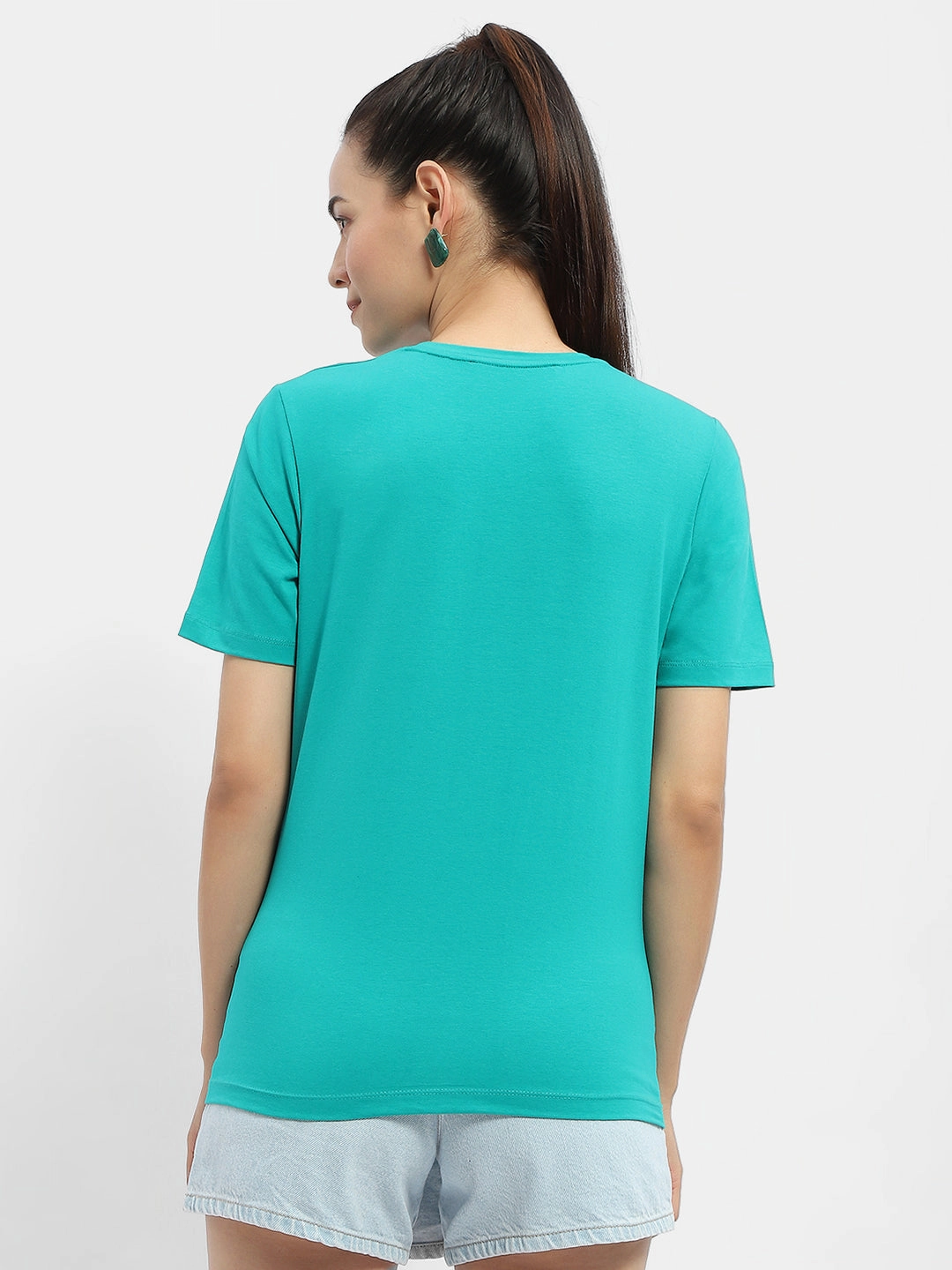 Effortless Fit Fresh Style Madame Typography Sea Green Crew Neck T-Shirt