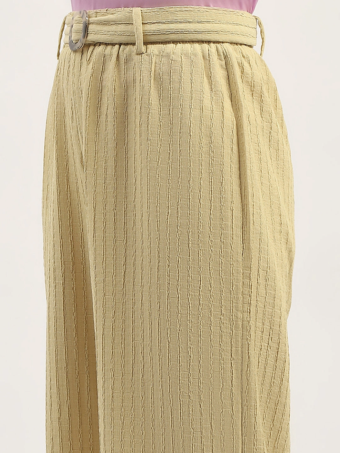 Soft Touch Material Madame Waist Belted Tapered Fit Dusty Green Trousers