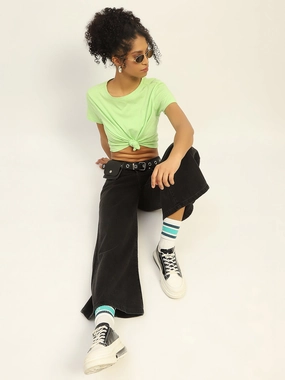 Madame Wide Leg Charcoal Cotton Denim Smooth Shape Trend Setter Chill Outfit
