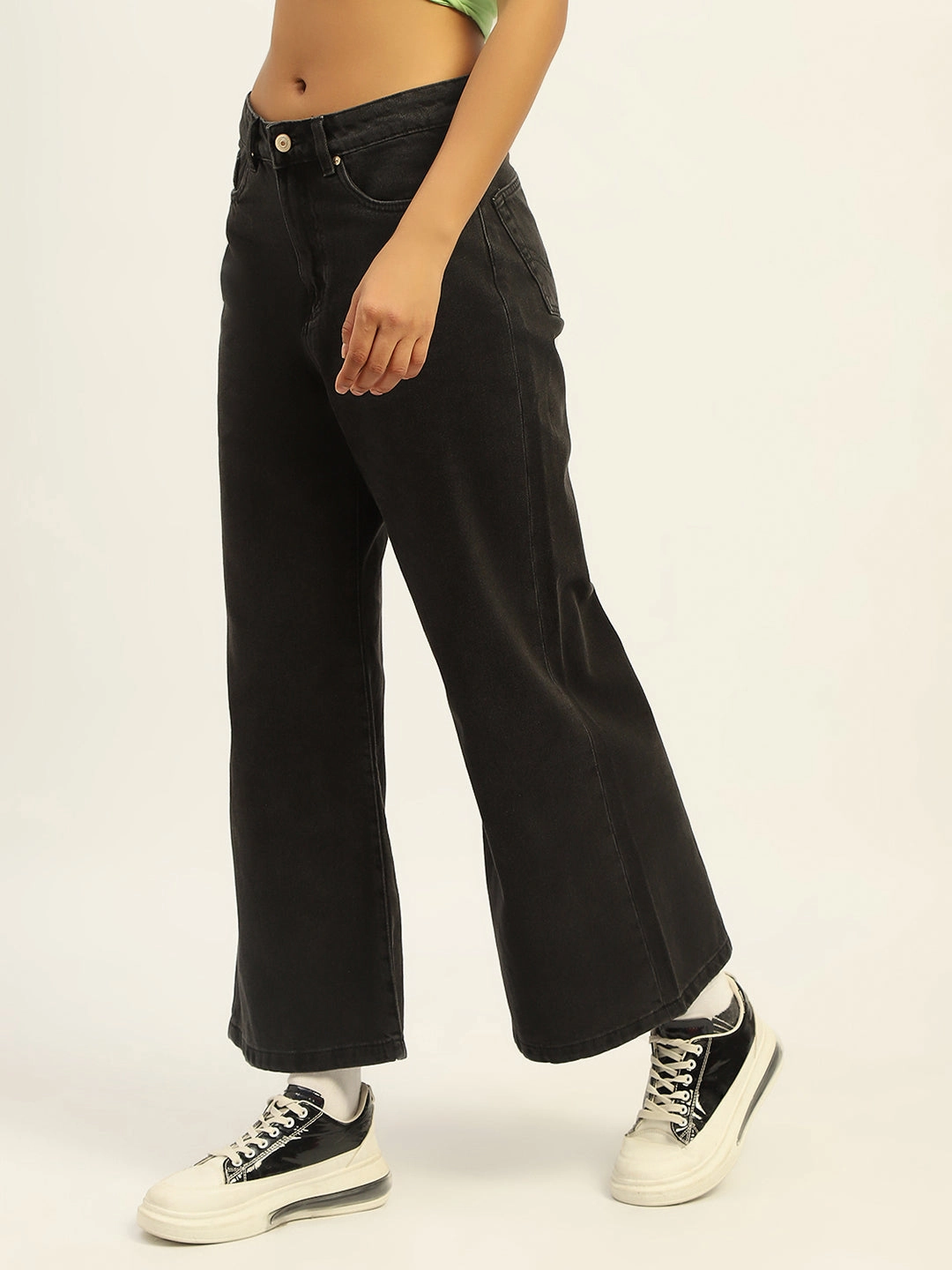 Madame Wide Leg Charcoal Cotton Denim Home Comfort Party Look Modern Minimalist