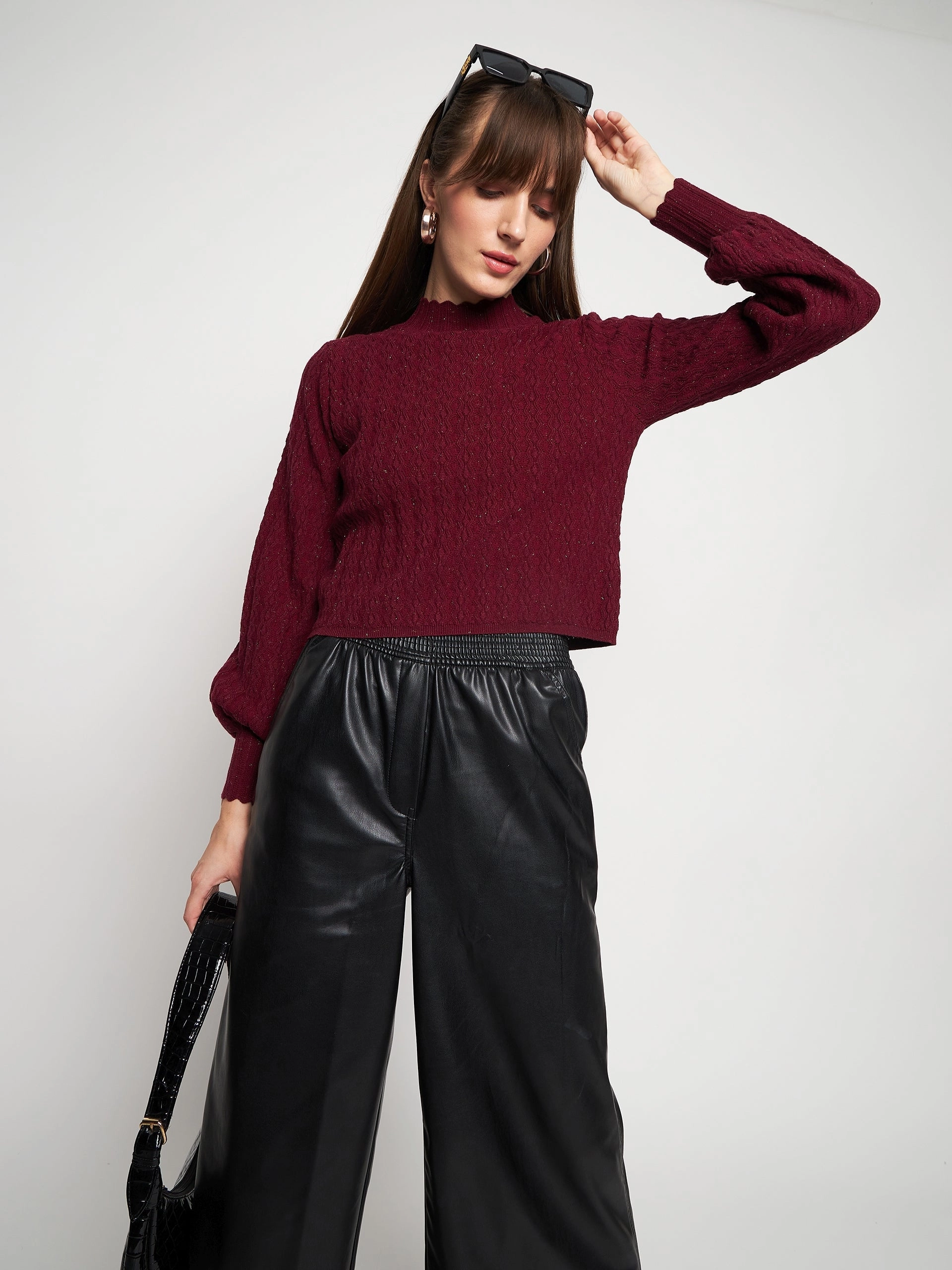 Madame Wine Pull-On Sweater Knit Design Wear Outdoor Flex