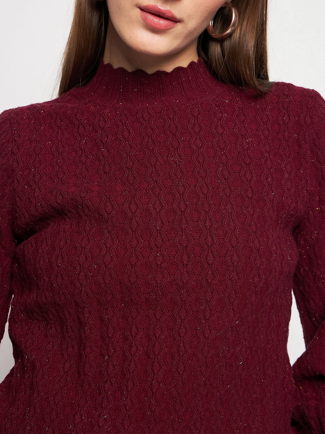 Soft Layer Cozy Wear Design Madame Wine Pull-On Sweater