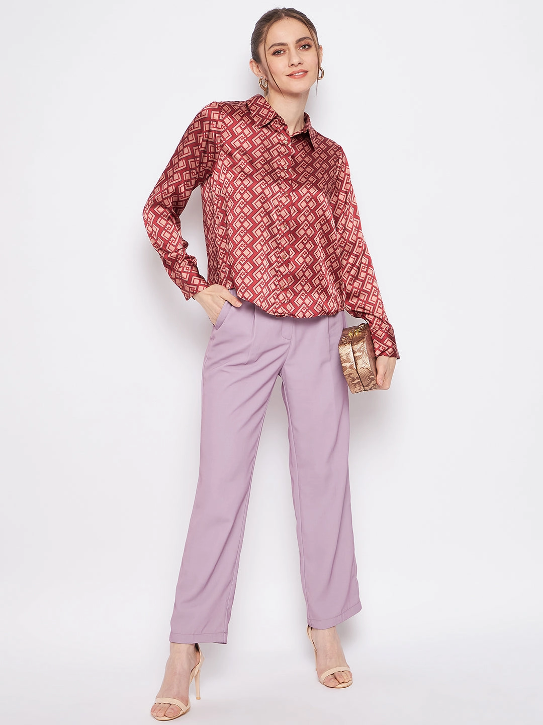 Madame Women Printed Rosewood Shirt Active Lifestyle