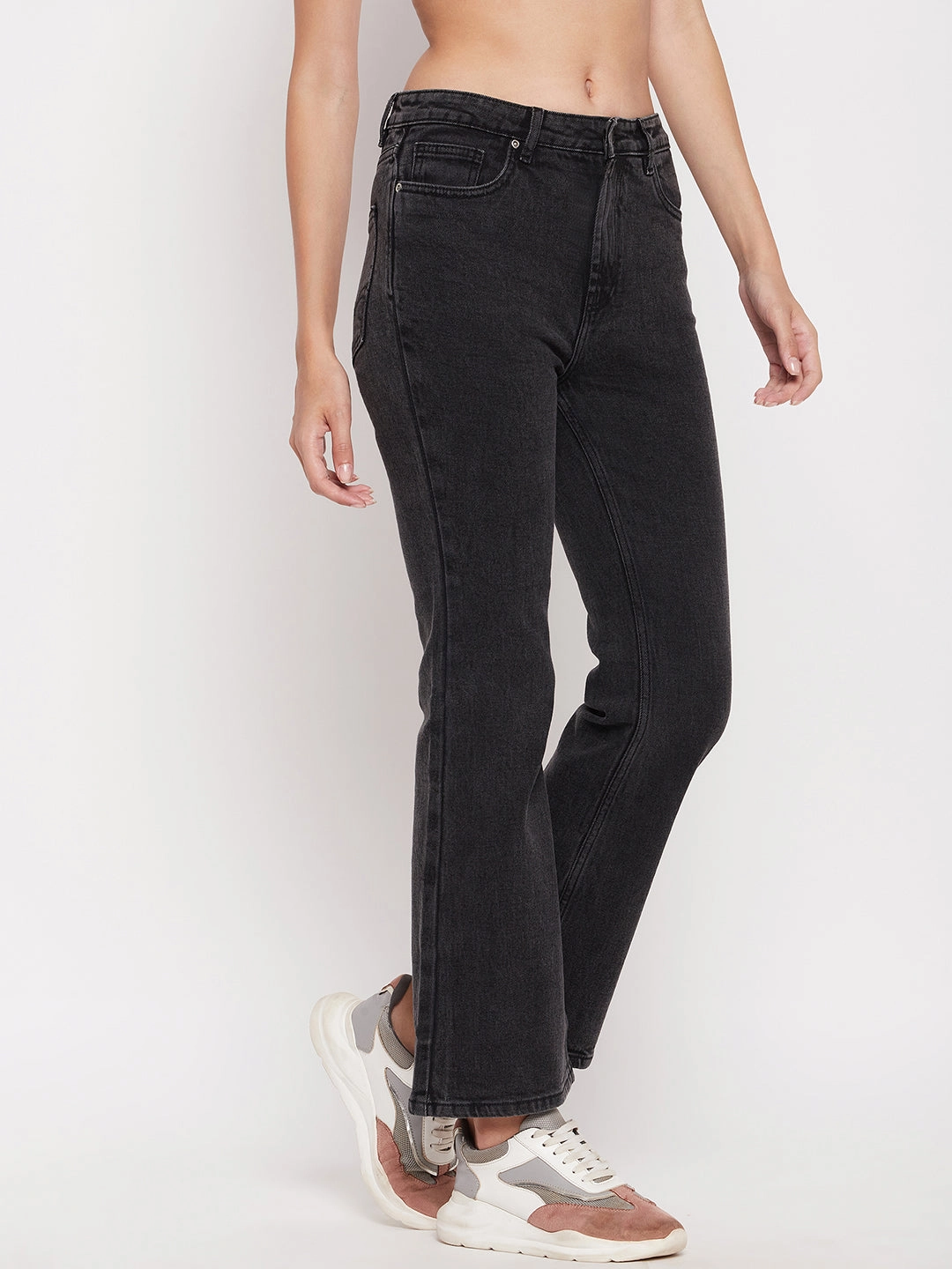 Madame Women Solid Black Jeans Stretch Comfort