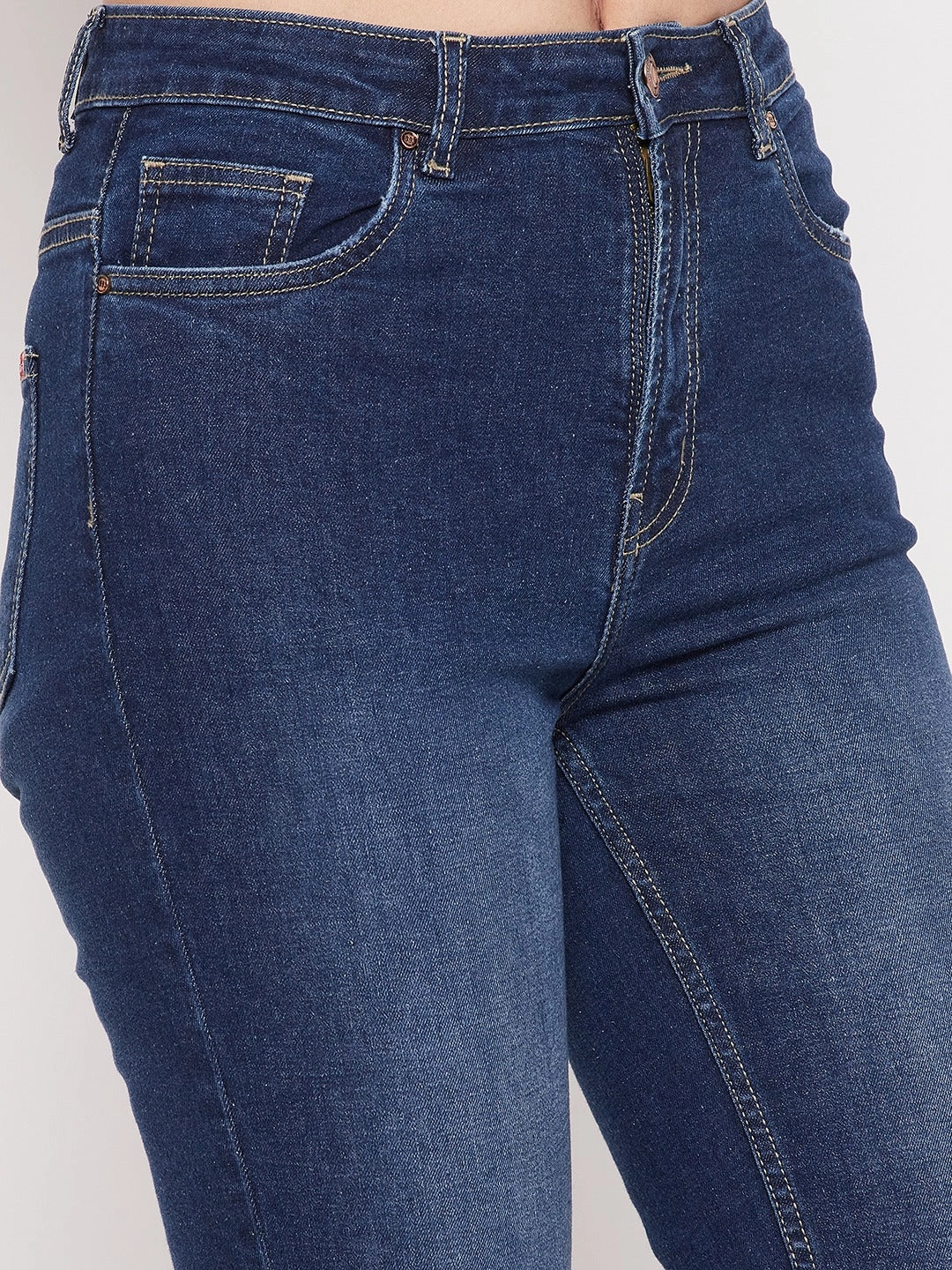 Lightweight Construction Madame Women Solid Blue Jeans