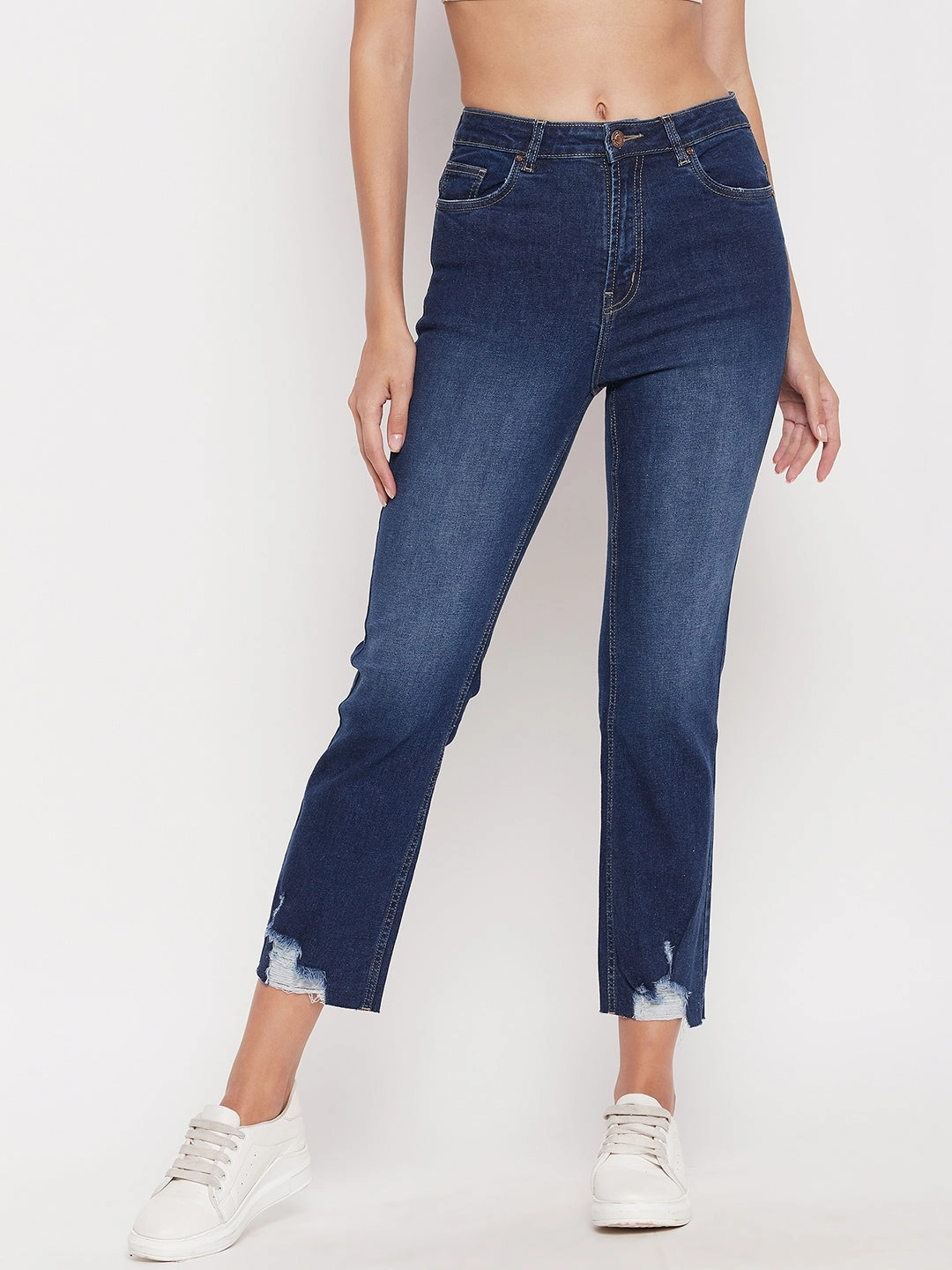 Madame Women Solid Blue Jeans Modern Weekend Style