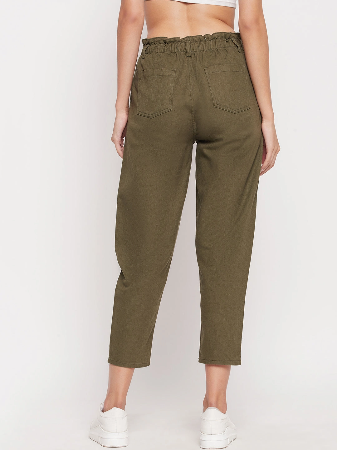 Functional fashion wear Wrinkle-Resistant Madame Women Solid Olive Trouser