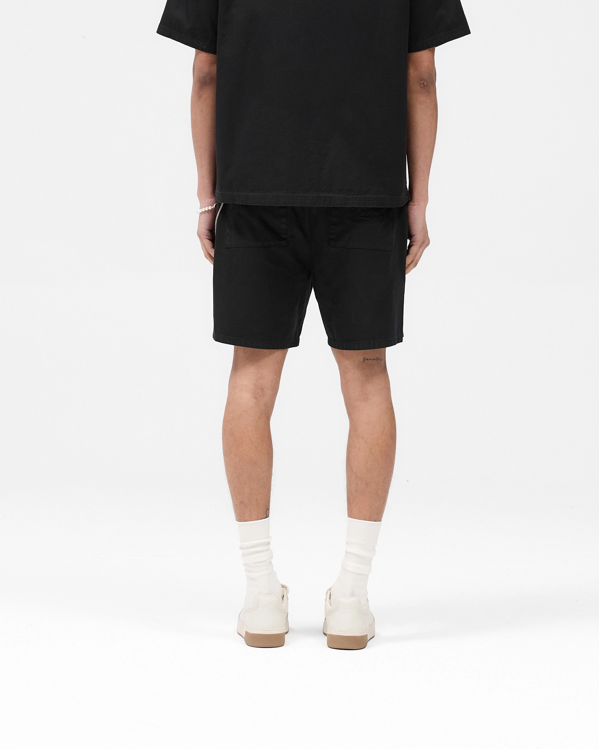 Cotton Tailored Short - Jet Black Fade Resistant Material