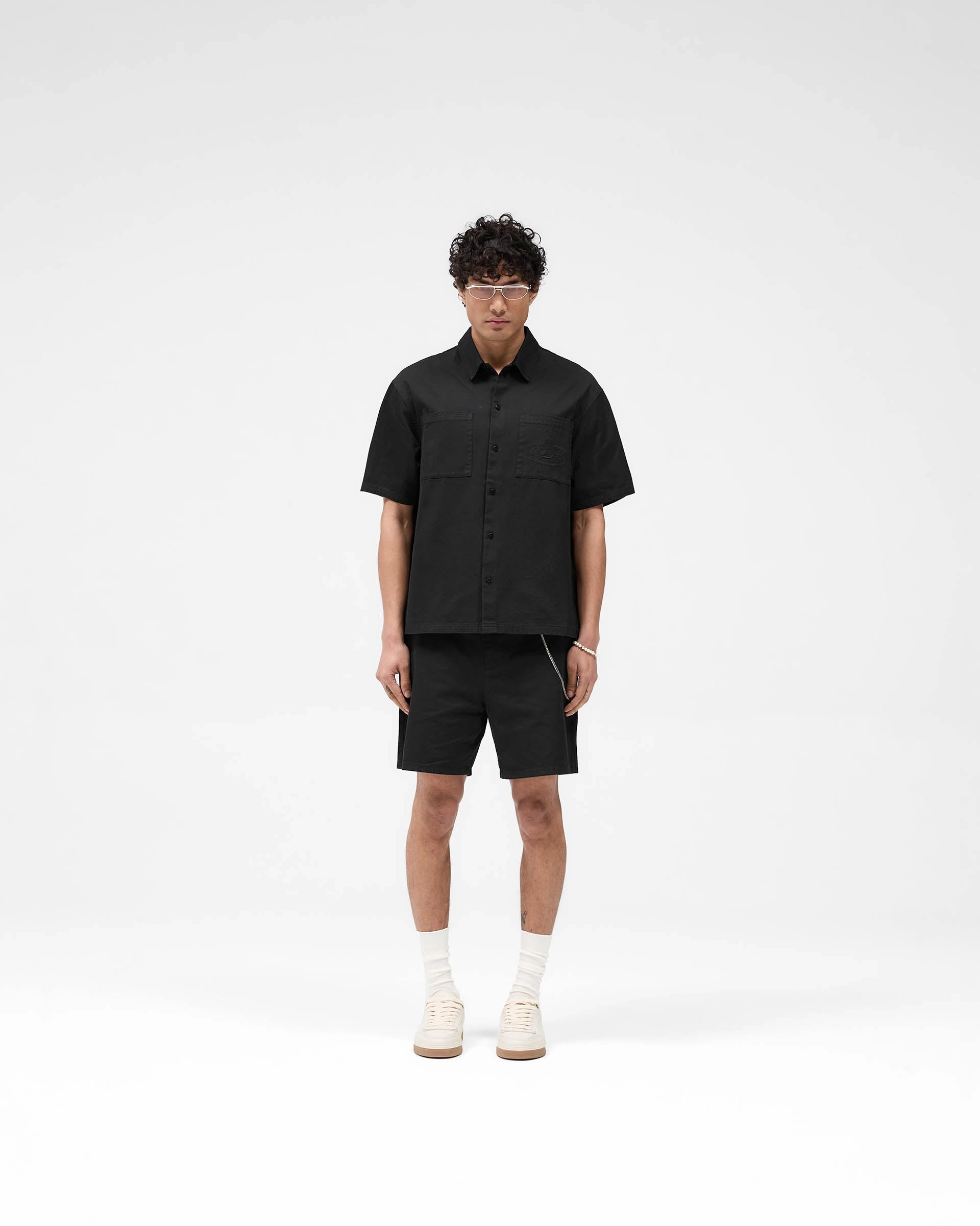 Cotton Tailored Short - Jet Black Sandals Airy Touch