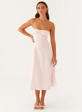 Maika Strapless Midi Dress - Pink Stylish Touch