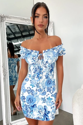 Maisie Dress - Blue/White Floral Tear-resistant Refined Style