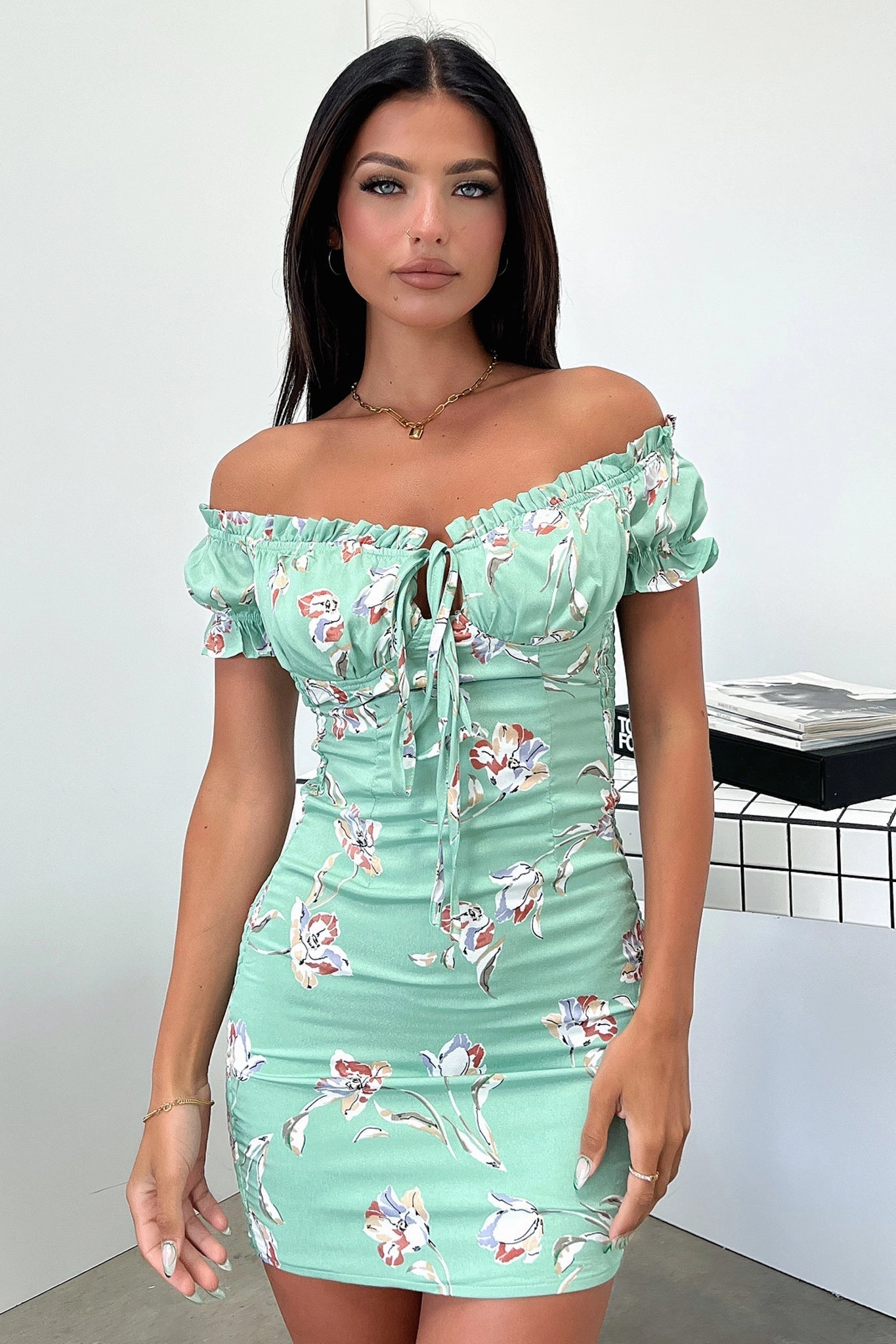 Maisie Dress - Green Print Confident Touch All Day