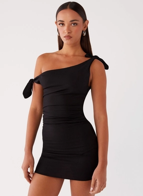 Amazonia Linen Mini Dress - Black Soft Shine