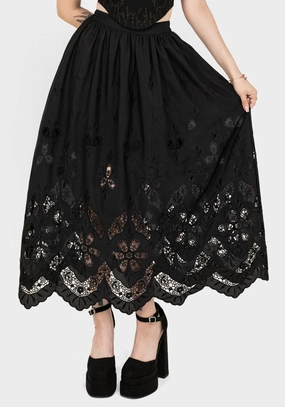 Casual Wear Maple Broderie Hem Maxi Skirt
