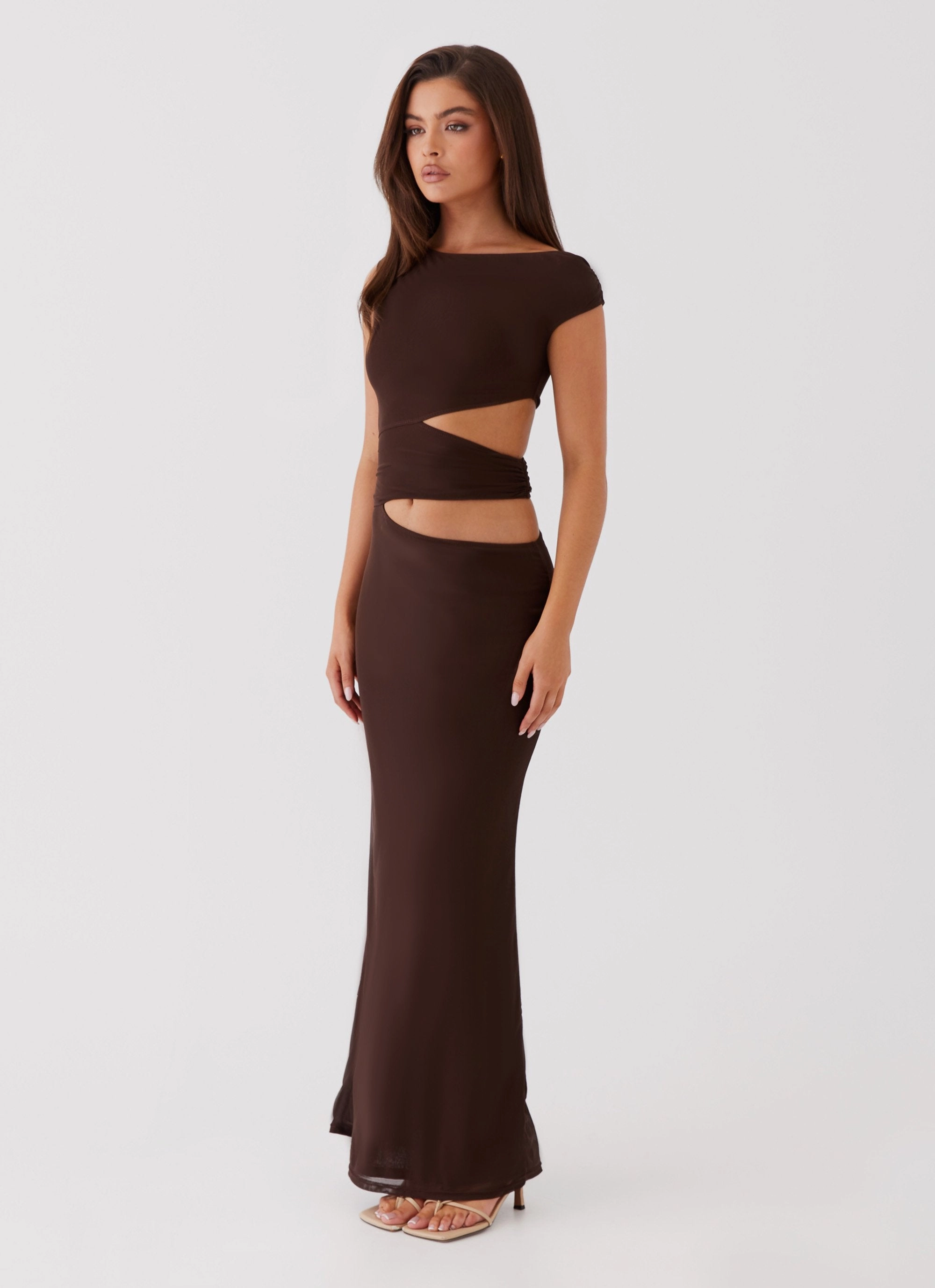 Chic Comfort Wear Margot One Shoulder Maxi Dress - Chocolate