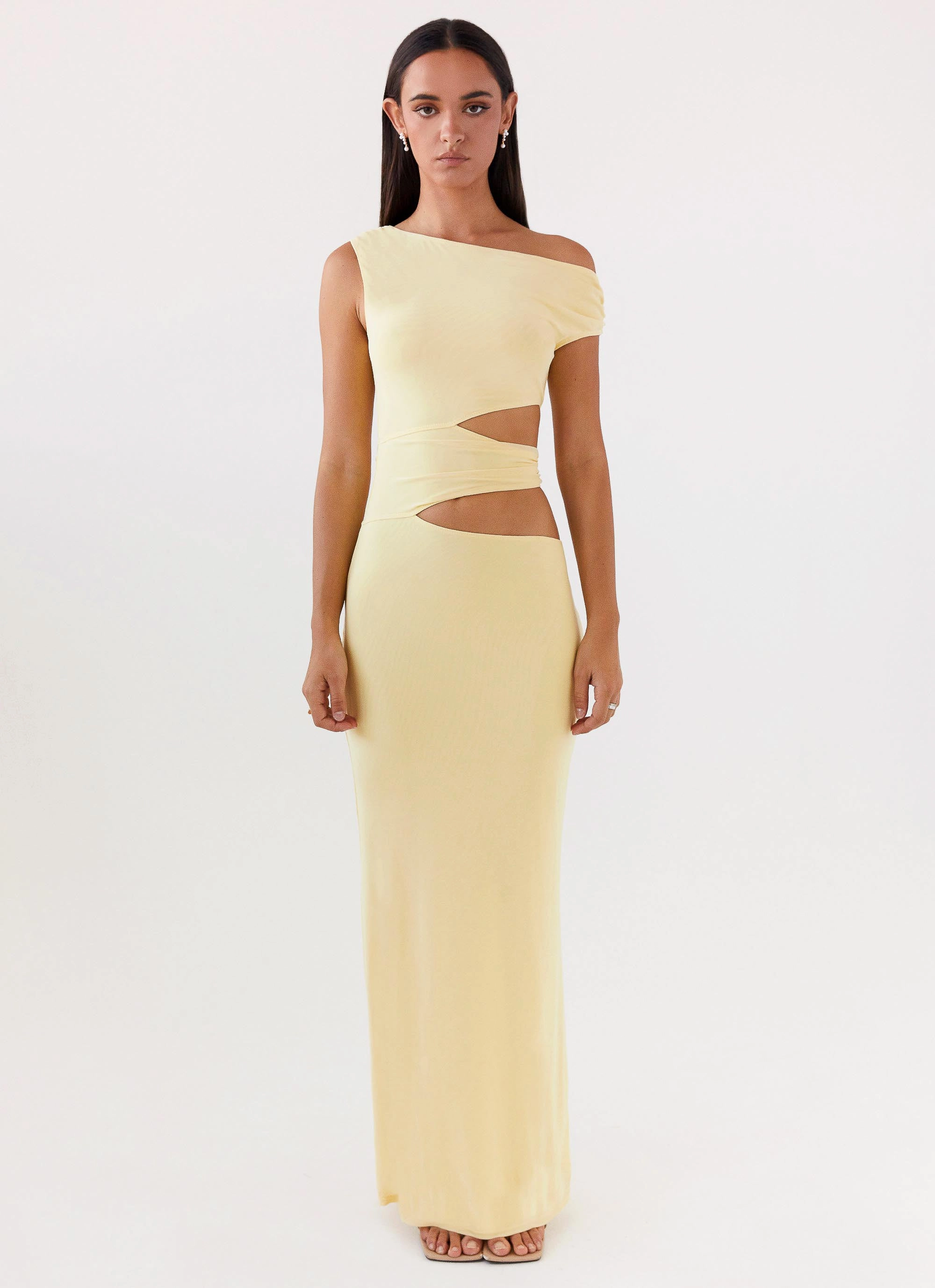 Margot One Shoulder Maxi Dress - Yellow Chic Comfort Look Garden-Party