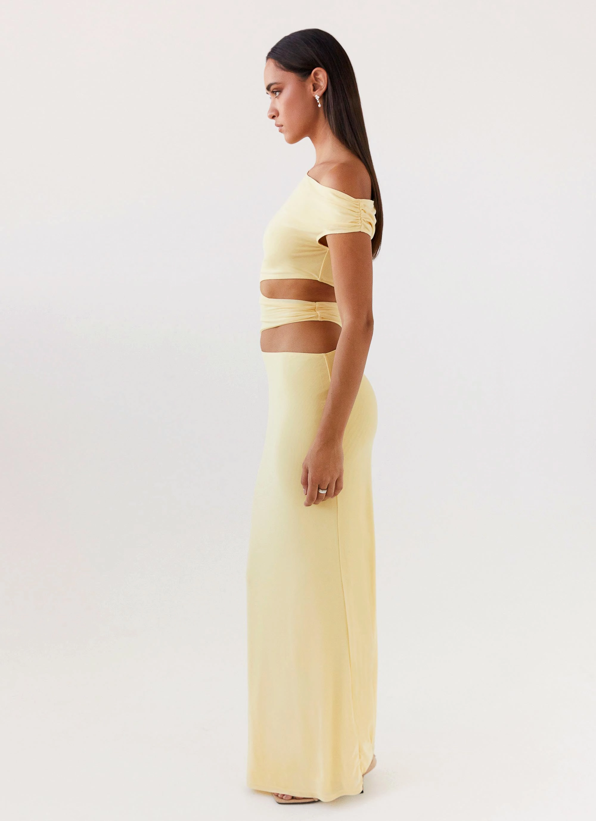 Margot One Shoulder Maxi Dress - Yellow Stylish Waist Fit