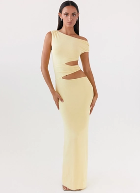 Margot One Shoulder Maxi Dress - Yellow Dance-Party