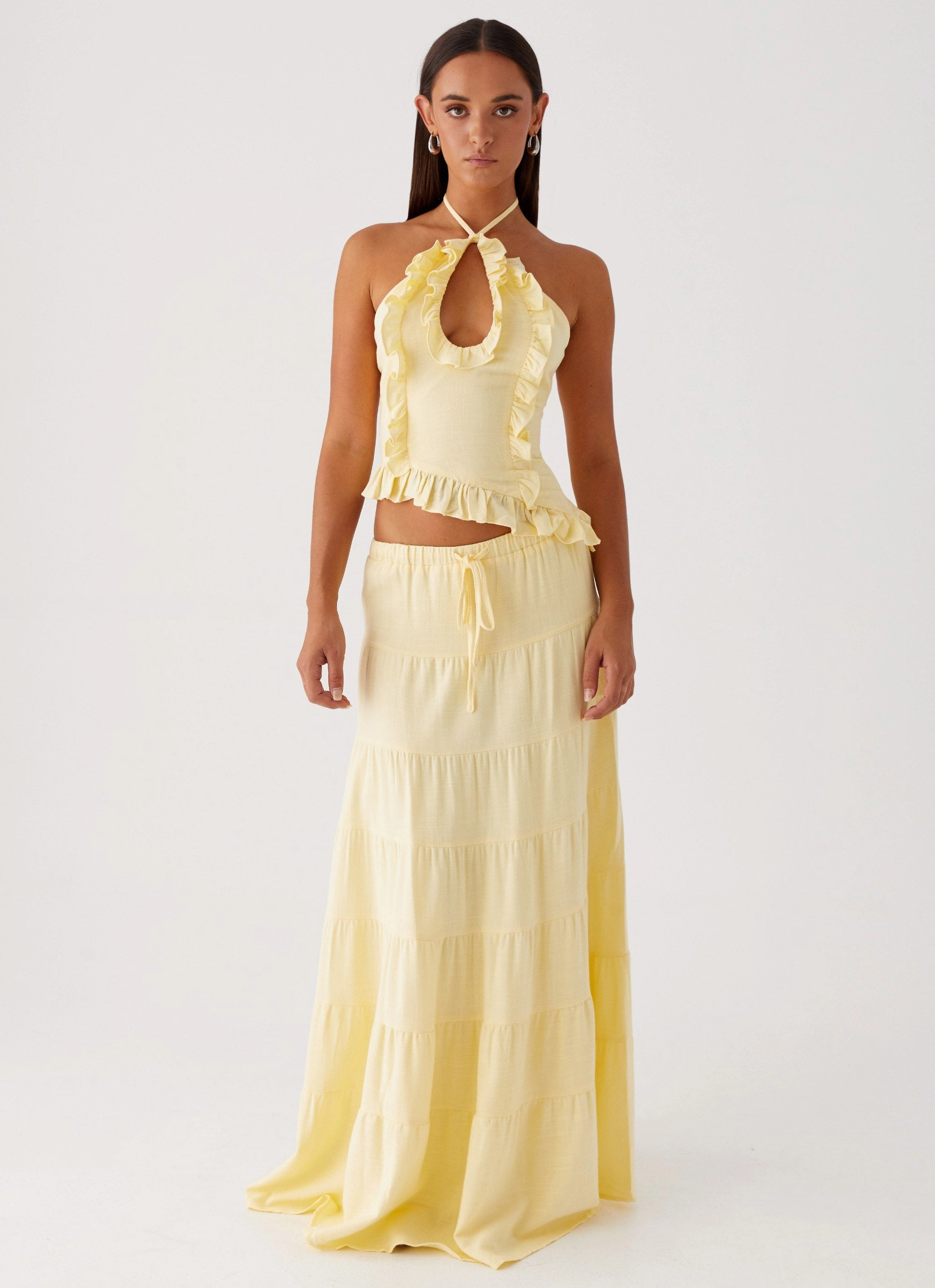 Quiet Style Mariella Linen Maxi Skirt - Yellow