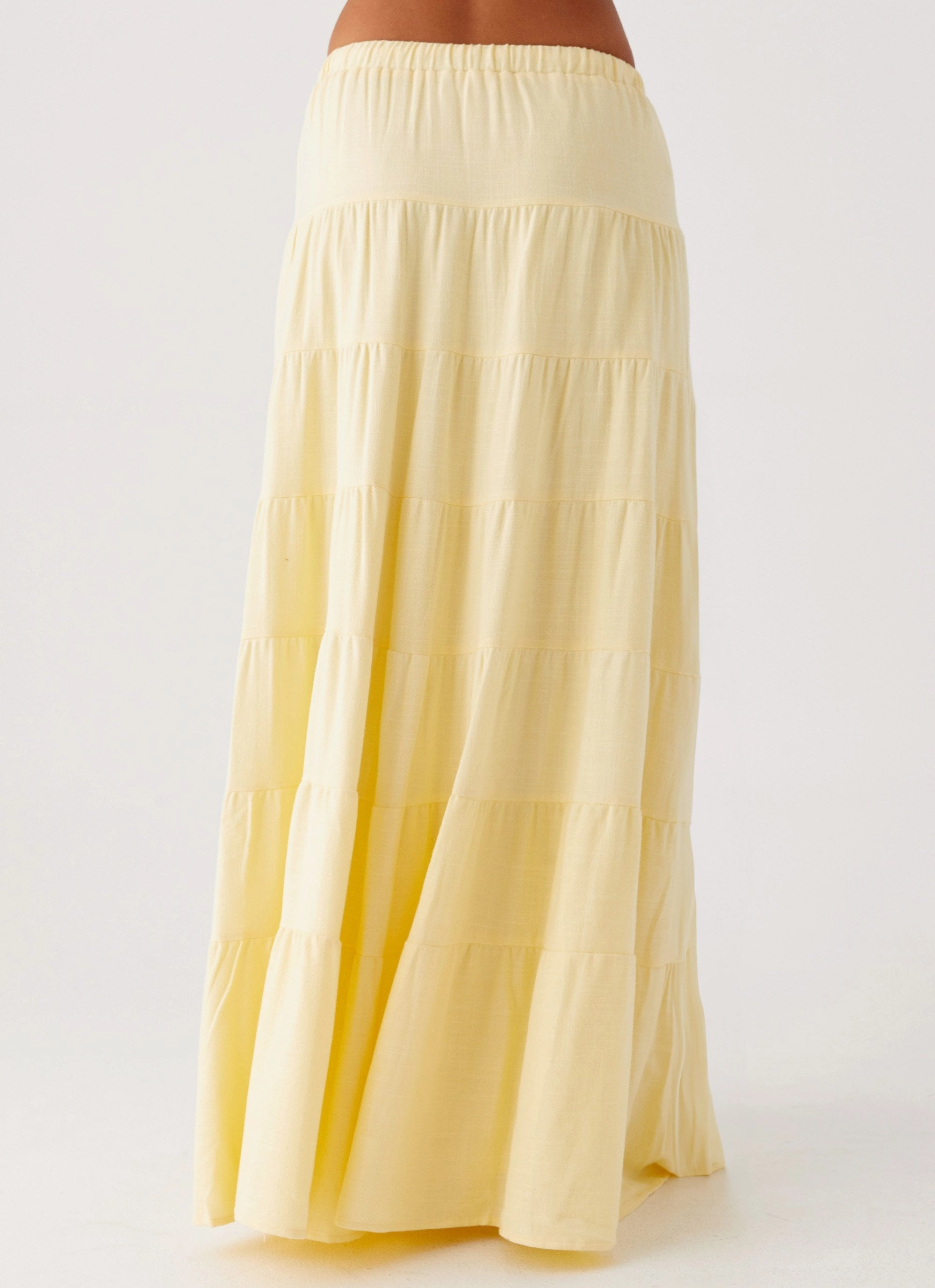 Machine wash safe Draped Design Mariella Linen Maxi Skirt - Yellow