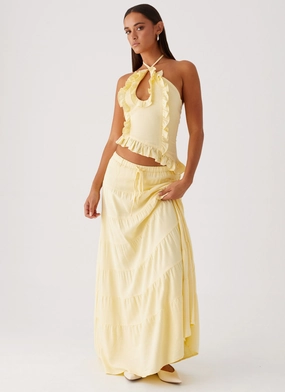 gentle style Mariella Linen Maxi Skirt - Yellow