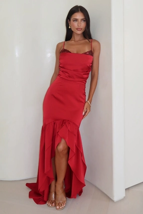 Maris Maxi Dress - Red Adjustable-Straps