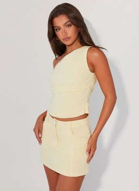 Easy Comfort Marissa Linen Mini Skirt - Lemon