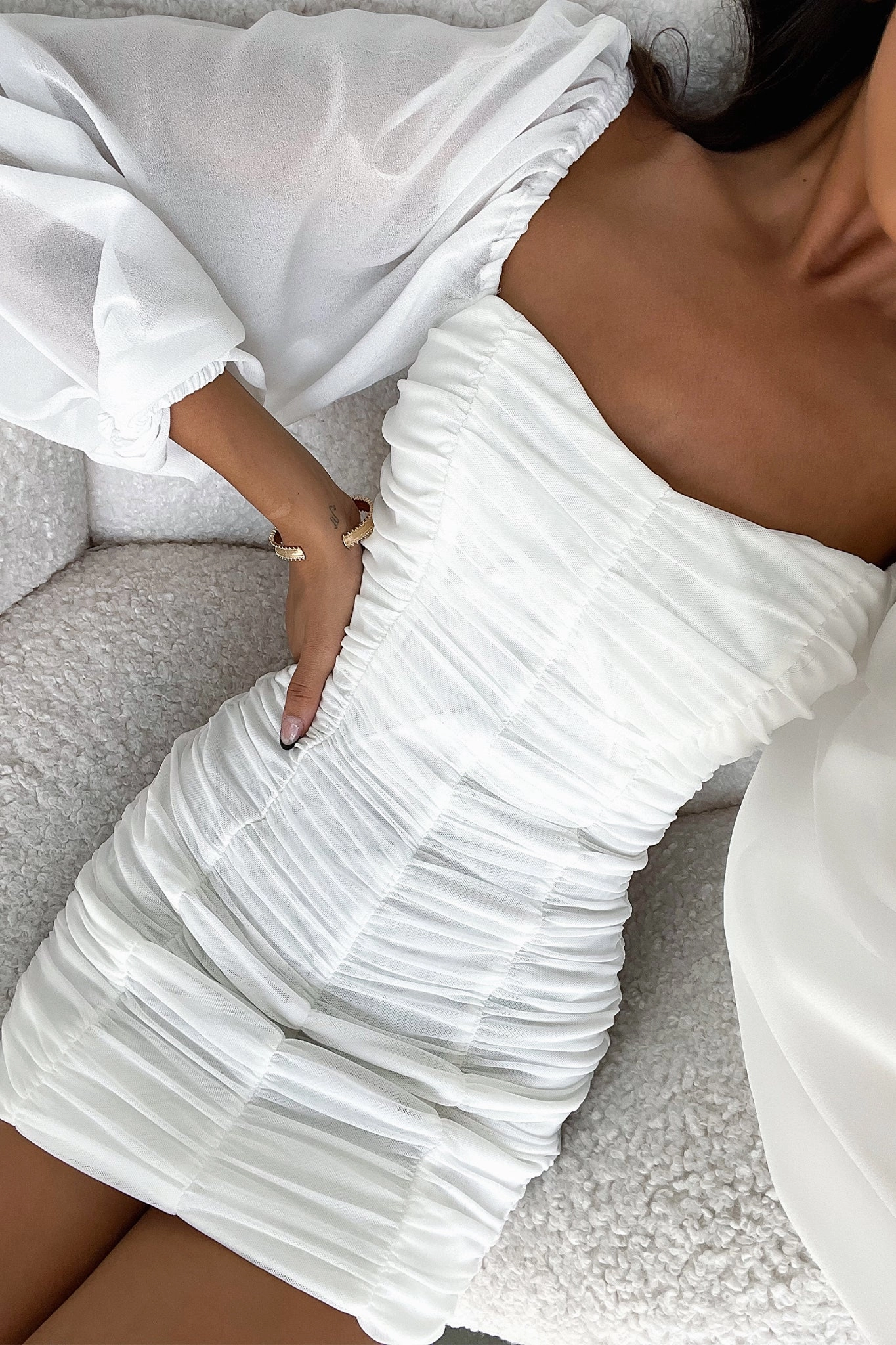 Martini Dress - White Trendy wrap gown