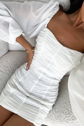 Martini Dress - White Trendy wrap gown