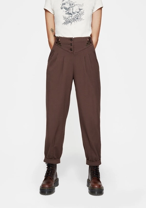 Marwood Acorn Embroidered Button Up Waist Balloon Trouser Easy Motion Workout-ready