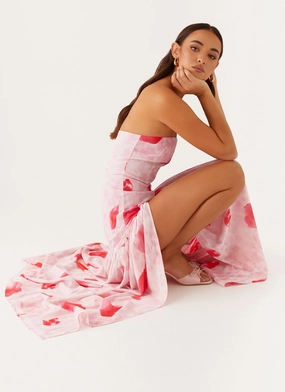 sophisticated appearance Contemporary Style Eden Strapless Maxi Dress - Rose Leopard