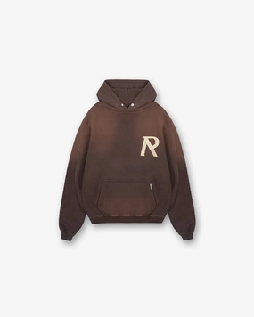 Leather like Masking Tape Initial Hoodie - Cedar
