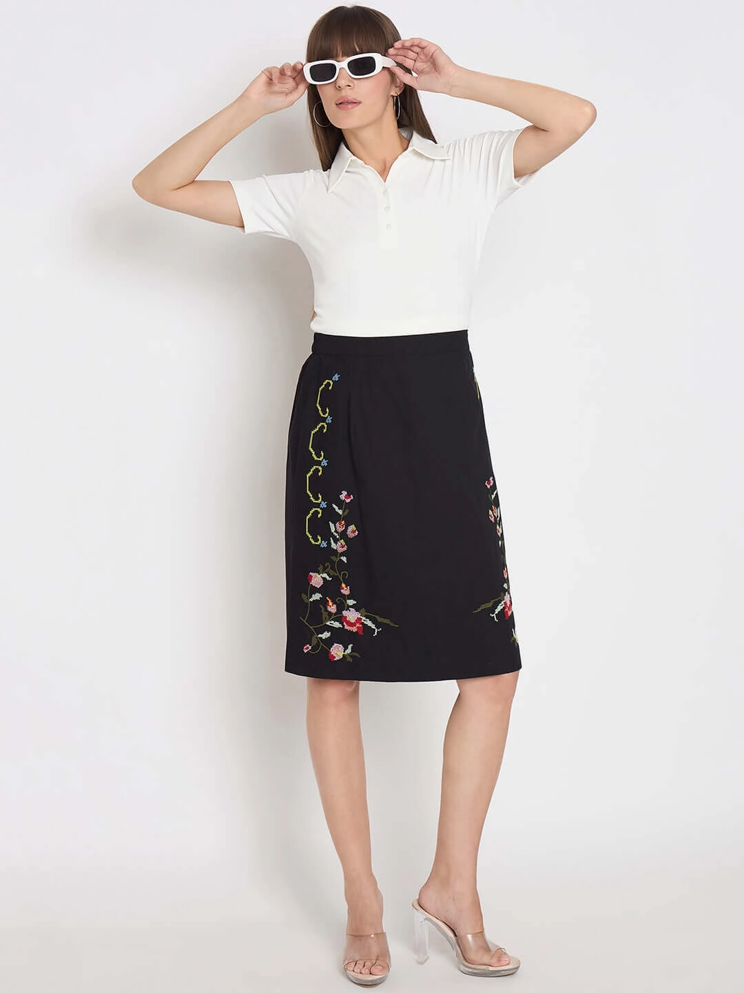 Fashionable Option Simple and Cozy Madame Pique Solid White Polo T-shirt