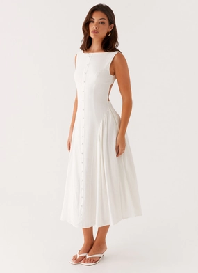 Maylah Midi Dress - White Chill Piece Halter neck