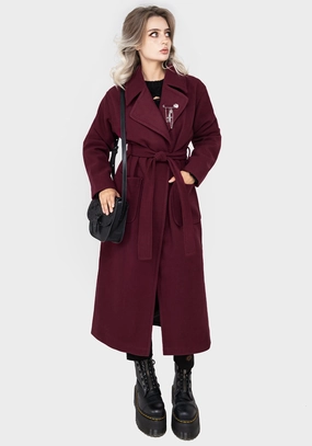 Meltdown Oversized Coat with Brooch - Red Reinforced Shoulder Panels