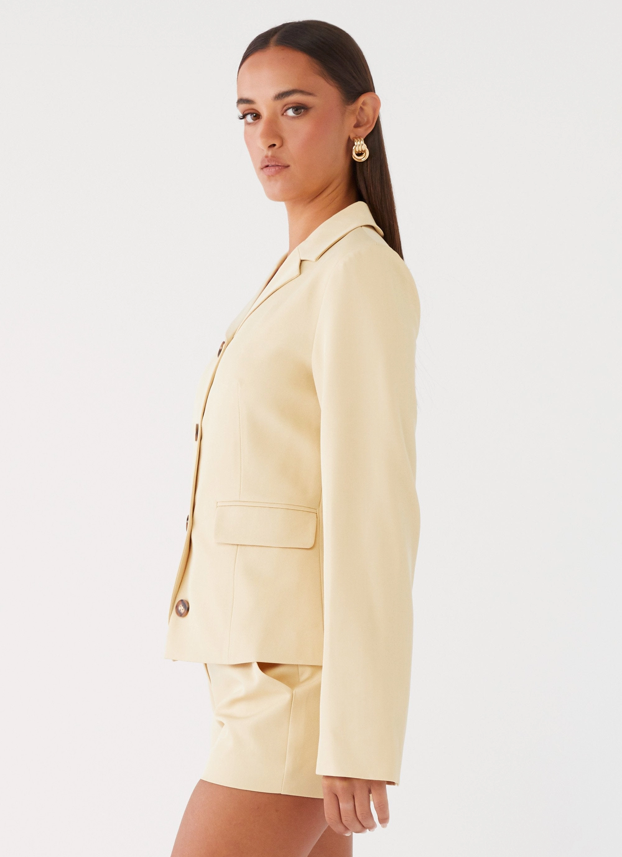 Two Way Zipper Multi Pocket Design Mercury Fitted Jacket - Butter