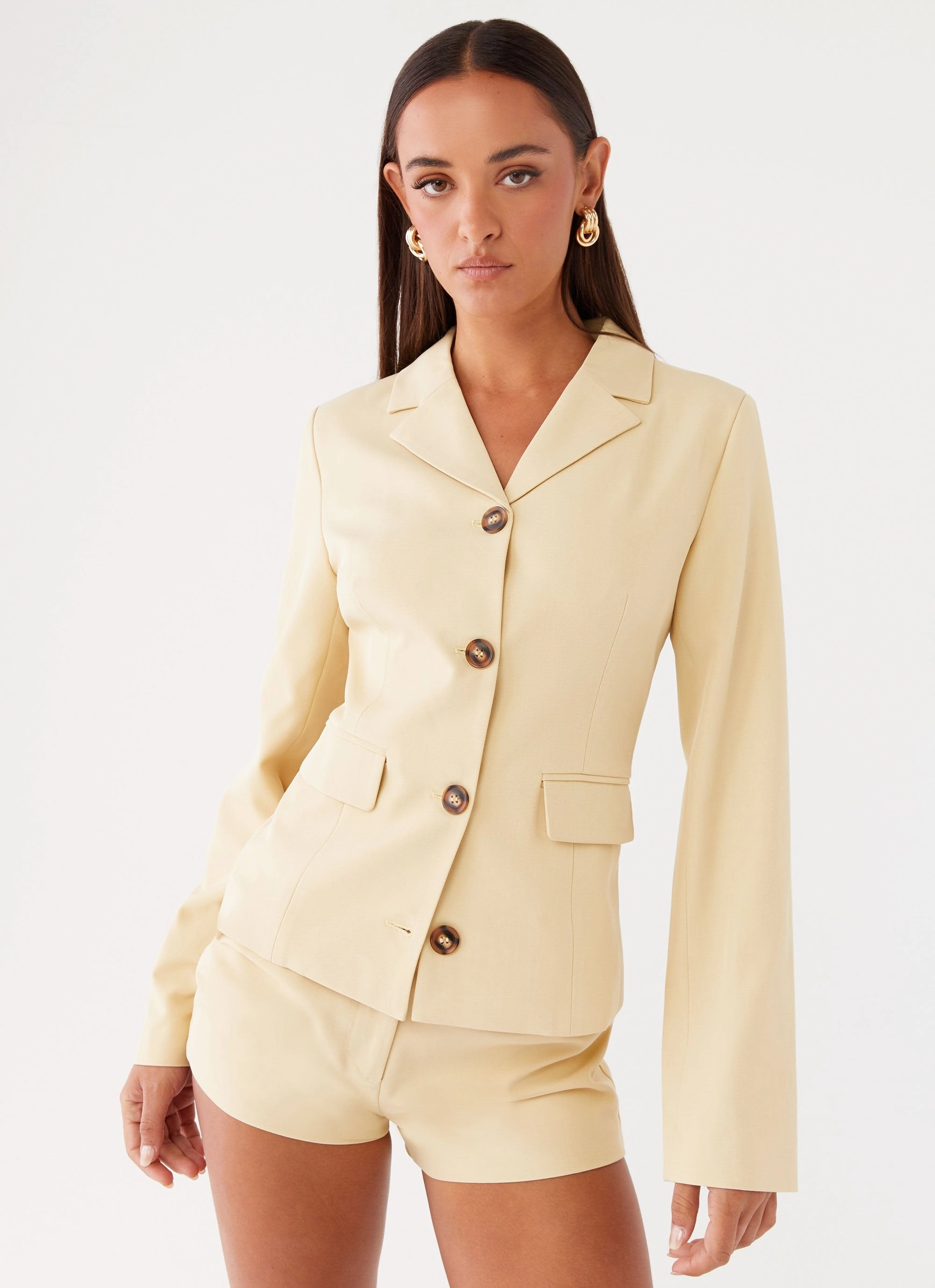 Layered Comfort Look Mercury Fitted Jacket - Butter