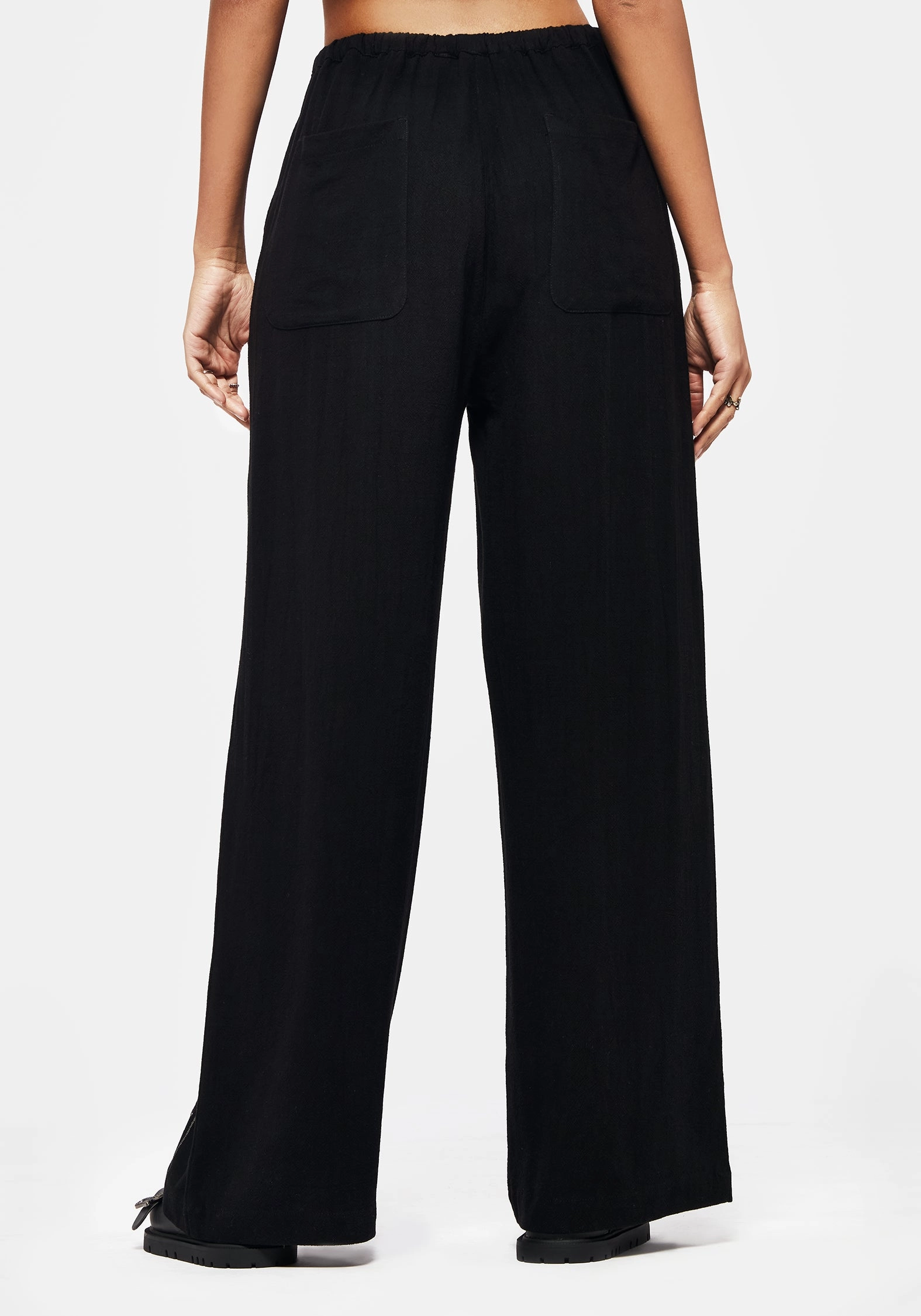 Merrymount Embroidered Wide Leg Trouser Cuffed hem